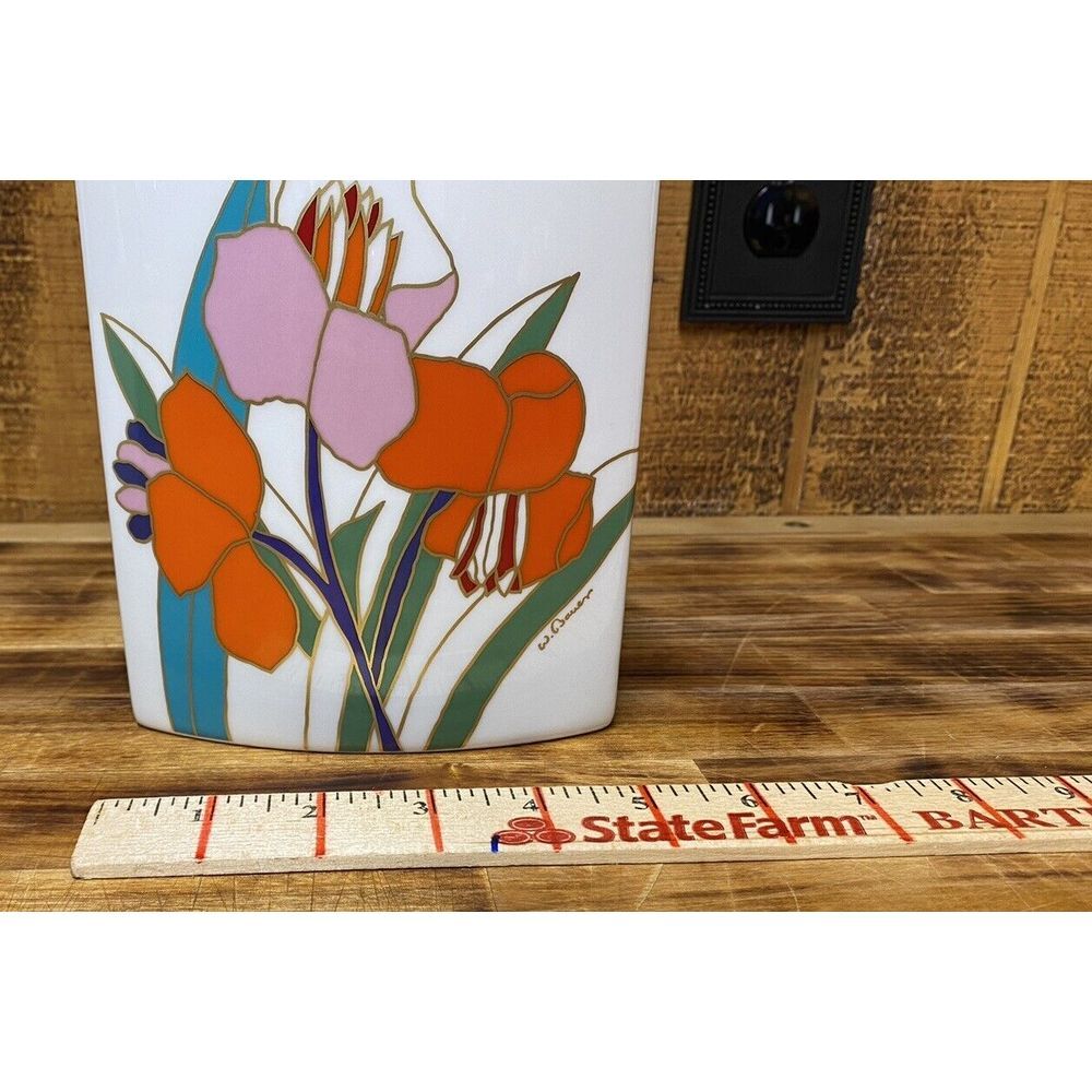 Rosenthal Studio Line Signed Wolf‎ Bauer Collection Vintage Floral Vase 7"x 5" - Picture 11 of 11